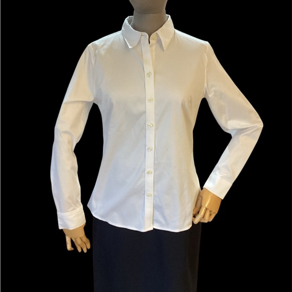 Banana Republic White Tailored Button down shirt size 10 petite, EUC - Picture 1 of 11
